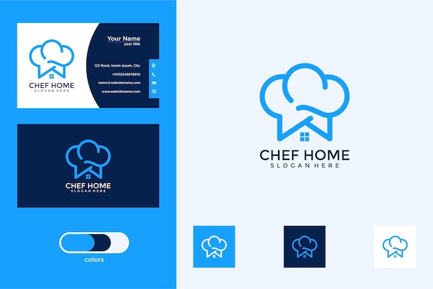 Chapéu de chef com design de logotipo da casa e cartão de visita