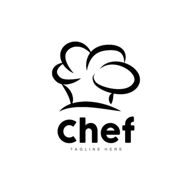 Vetor chapéu de chef logotipo de cozinha vetor feito à mão coleção de chapéus de chef design de marca de produto