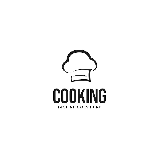 Chapéu de chef plano cozinhando design de logotipo conceito de ilustração vetorial ideia