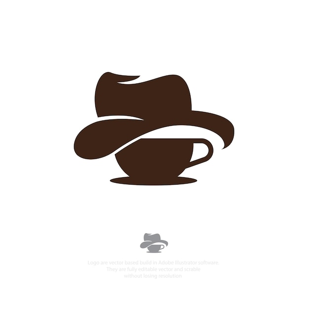 Chapéu de copa para design de logotipo de etiqueta de emblema de rótulo de café