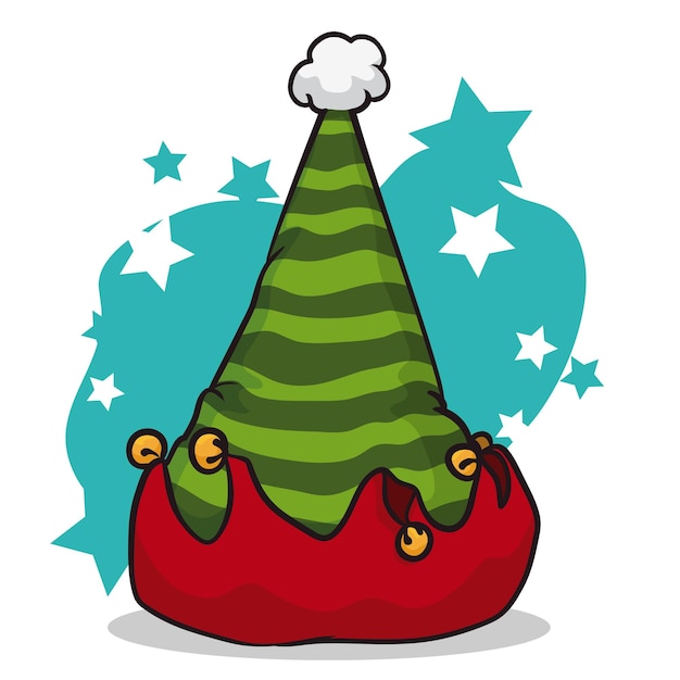 Chapéu de elfo verde algodão macio e vermelho em fundo em forma de estrela