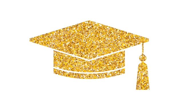 Chapéu de formatura, logotipo brilhante, boné de graduado, adesivo de ouro de luxo.