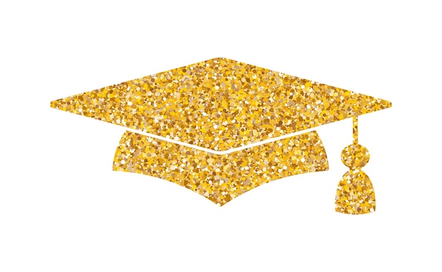 Chapéu de formatura, logotipo brilhante, boné de graduado, adesivo de ouro de luxo.