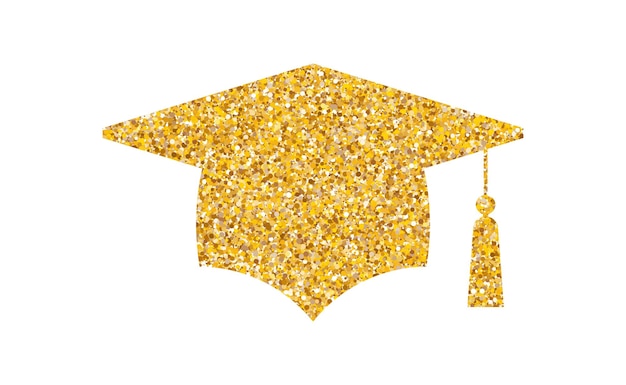 Chapéu de graduação, logotipo brilhante, boné de pós-graduação, adesivo de ouro de luxo.
