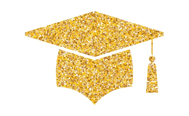 Chapéu de graduação, logotipo brilhante, boné de pós-graduação, adesivo de ouro de luxo.