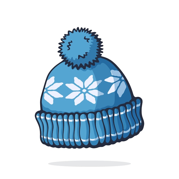 Chapéu de lã de inverno com pompon. cocar para o tempo frio. ilustração em vetor desenhada à mão