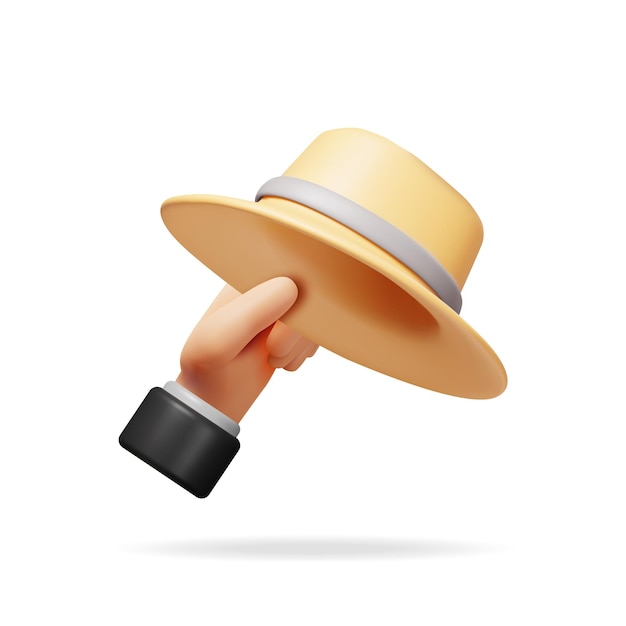Vetor chapéu de palha unissex de 3d isolado na mão