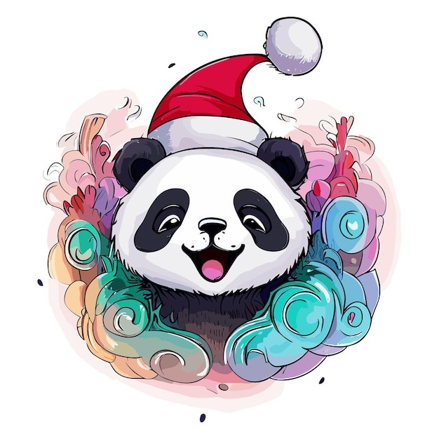 Chapéu de Papai Noel Panda Vibrante