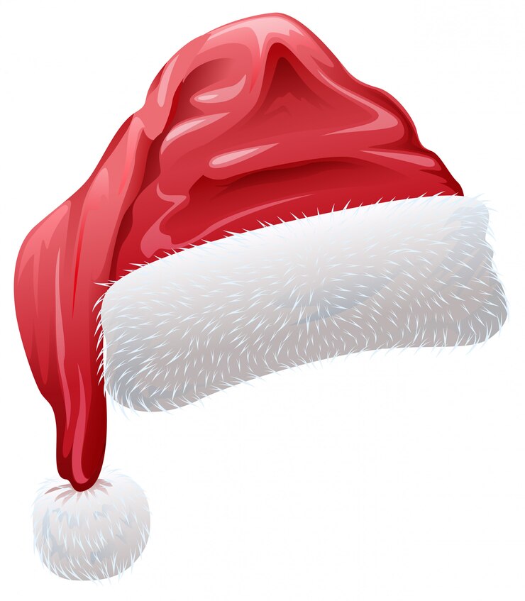 Vetor chapéu de papai noel vermelho com pêlo branco macio