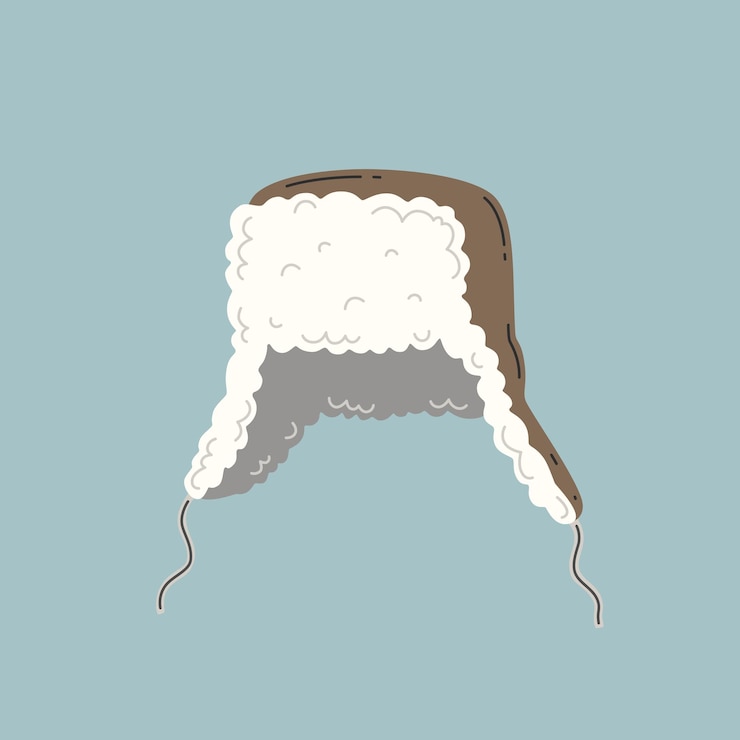 Vetor chapéu de pele quente com abas de orelhas de pele, chapéu ushanka. ilustração vetorial