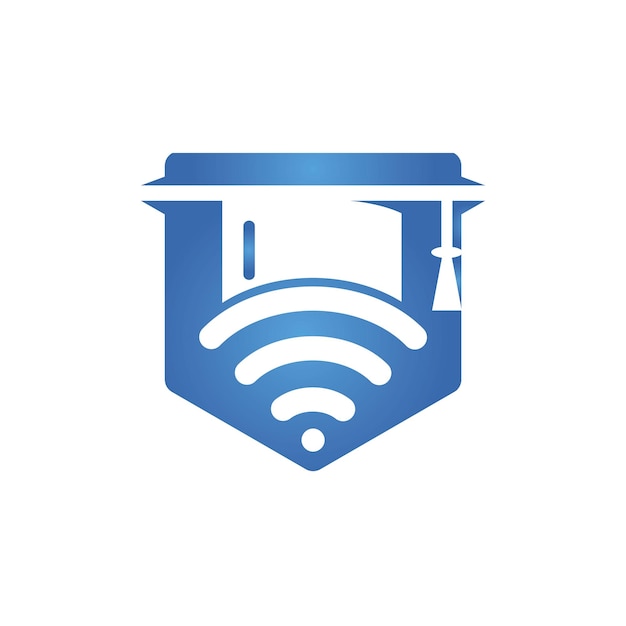 Chapéu de pós-graduação e design de logotipo vetorial wifi