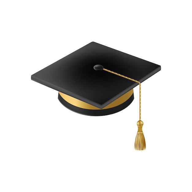 Chapéu de pós-graduação preto realista, chapéu de doutorado em 3D.