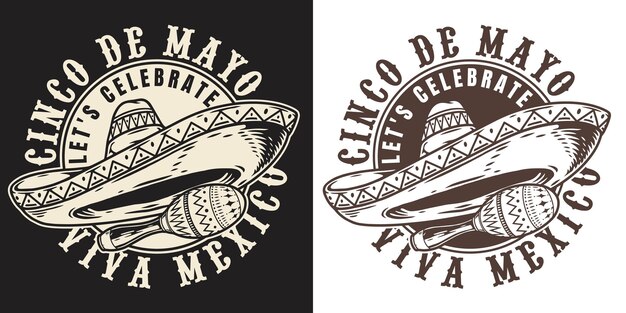Chapéu de sombrero e etiqueta de maraca