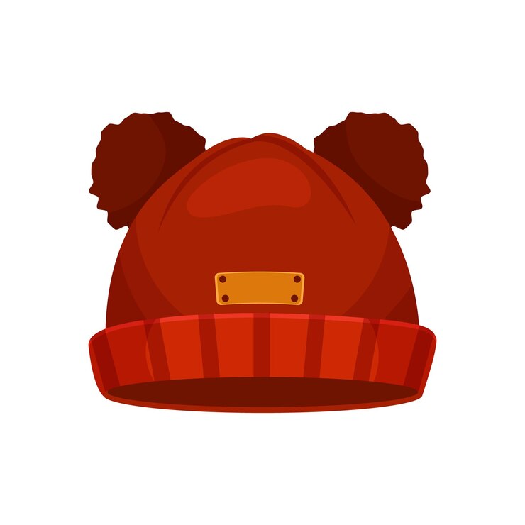 Vetor chapéu infantil de outono ou inverno de desenho animado em vermelho