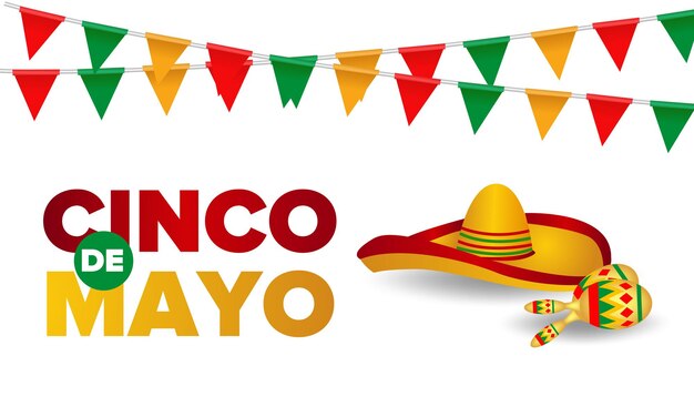 Chapéu mexicano tradicional de cartão cinco de mayo.