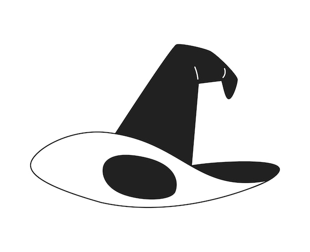 Vetor chapéu preto tradicional para bruxas objeto vetorial plano monocromático traje de halloween ícone de linha fina em preto e branco editável ilustração de ponto de arte de clipe de desenho animado simples para design gráfico da web