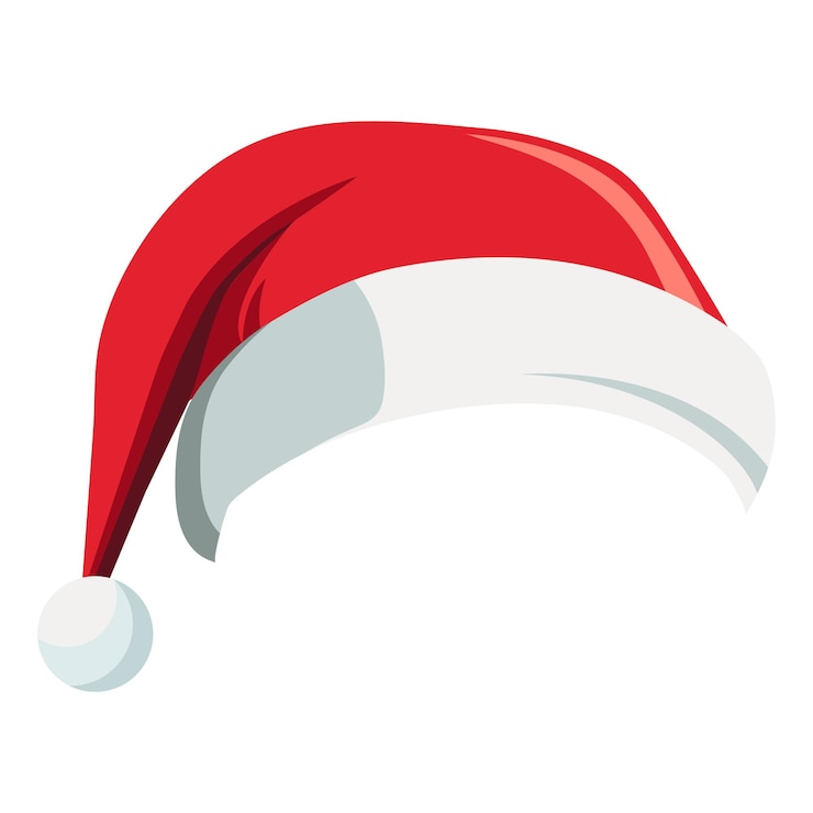 Vetor chapéu realista de papai noel para ilustração de natal chapéu vermelho de ano novo
