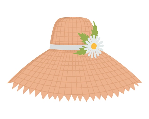 Vetor chapéu tecido para banhos de sol na praia. doodle clipart plana. todas as cores são repintadas.
