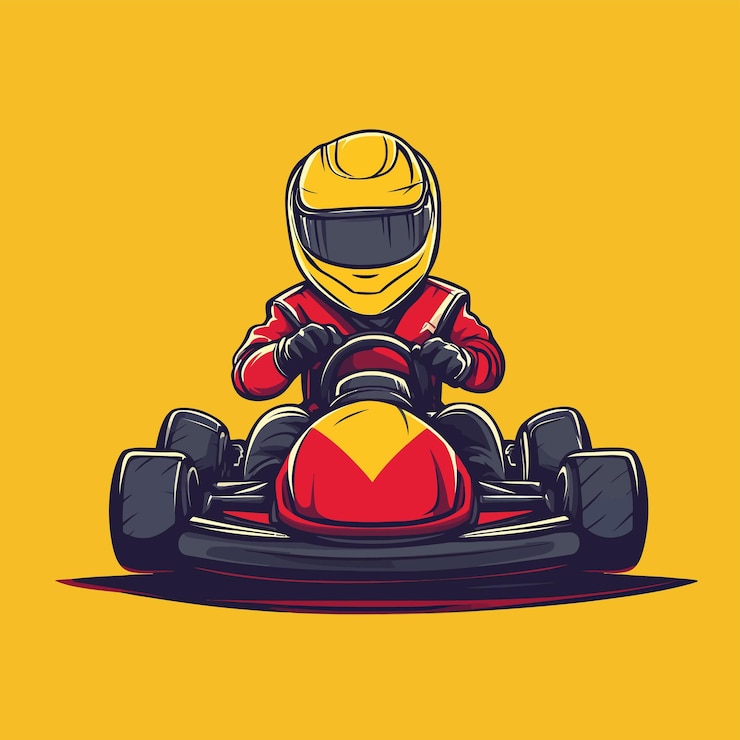 Vetor charming cartoon kart racer icon ilustração vetorial