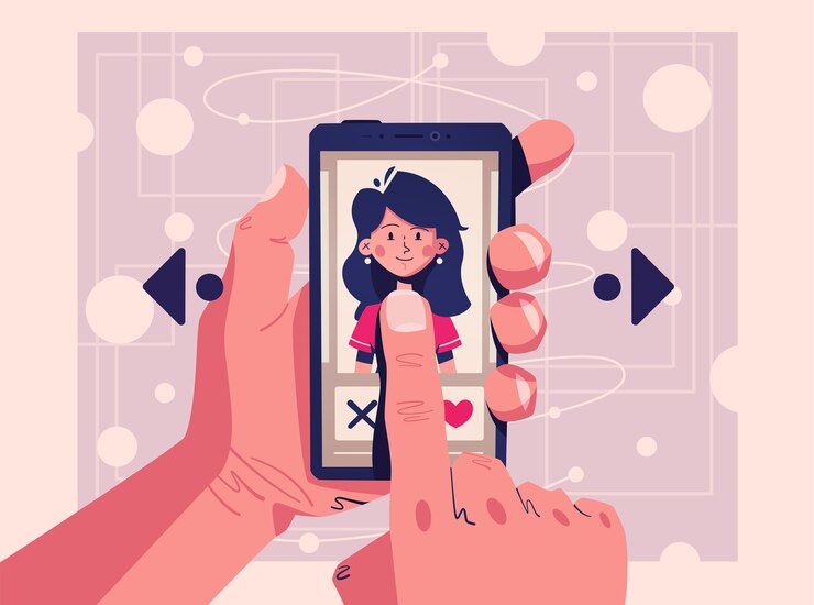 Vetor chat e encontro de conceito de aplicativo de namoro