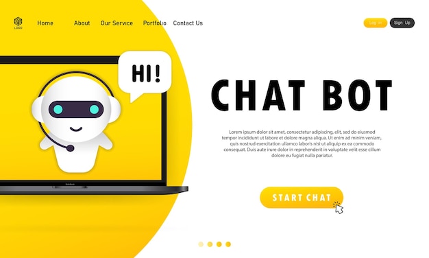 Vetor chatbot em ilustração de laptop