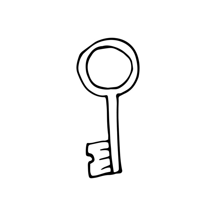 Vetor chave de amor de doodle fofo ilustração vetorial desenhada à mão