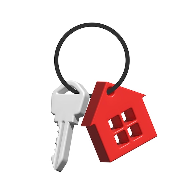 Chave de casa e chaveiro em formato de casa Modelo 3D