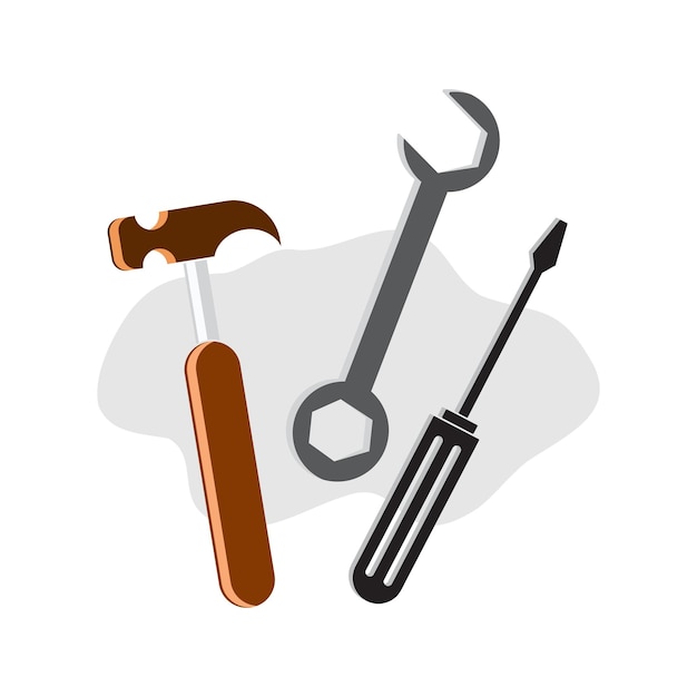 Chave de fenda e ícone de martelo ilustração do vetor de ferramentas de serviço