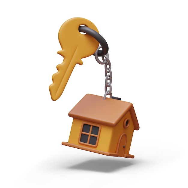 Chave de metal com casa pendente Ilustração para agência imobiliária