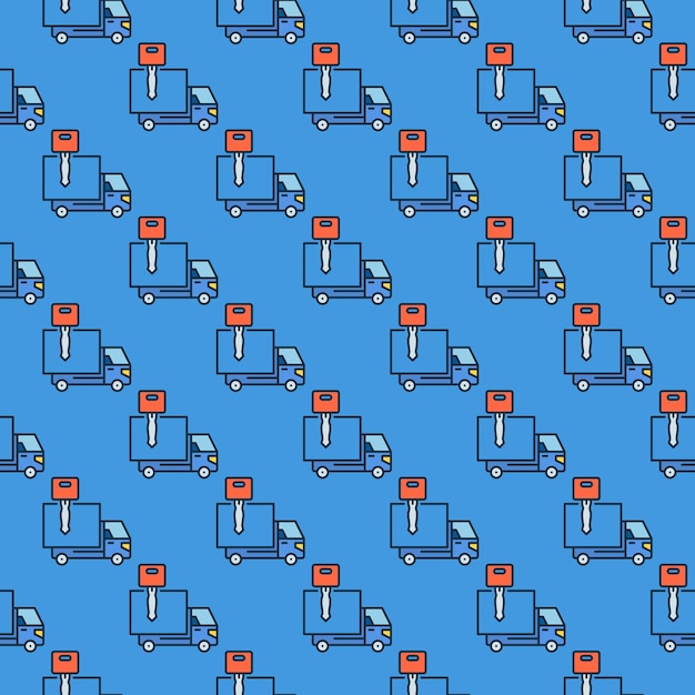 Chave e caminhão de entrega padrão colorido sem costura