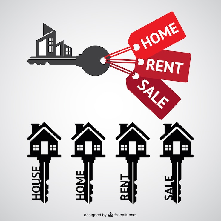Vetor chave em forma de logos imobiliários