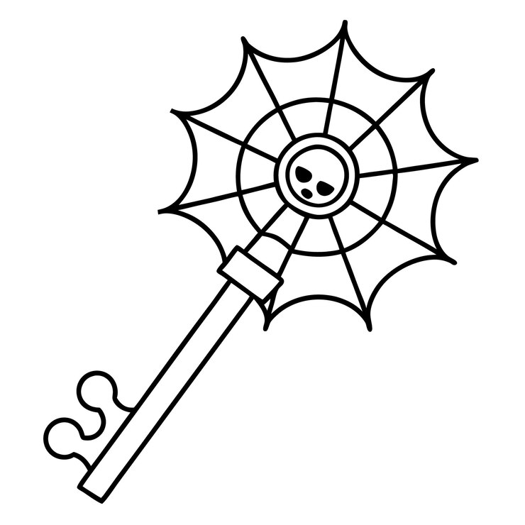 Vetor chave esqueleto com um vetor de arte de design de teia de aranha