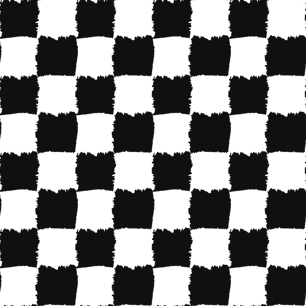 Check Black and White Seamless Pattern Checkers board vector desenho pintado pincel traços textura fundo gráfico para cartão de visita folheto modelo de site saudação papel de presente tecido