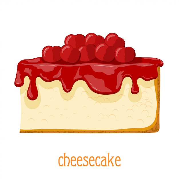 Cheesecake de desenhos animados. cheesecake colorido brilhante com cerejas