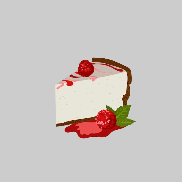 Vetor cheesecake de framboesa em fundo cinza ilustração vetorial sobremesa saborosa e deliciosa