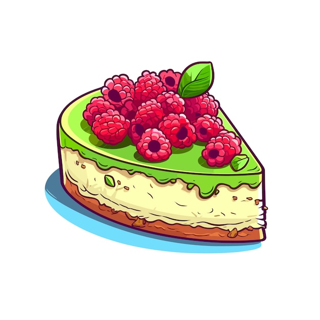 Vetor cheesecake de pistache e framboesa ilustração vetorial dos desenhos animados