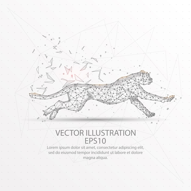 Cheetah executando armação de arame de baixo poli.
