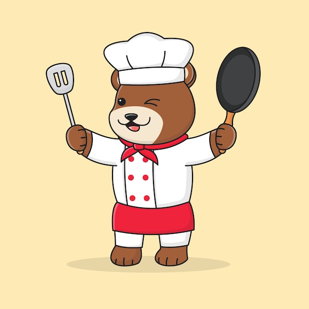 Vetor chef bonito urso