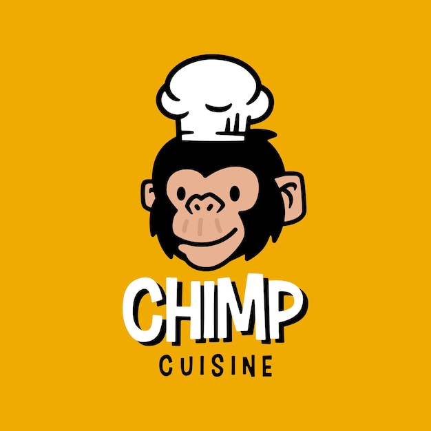 Chef chimpanzé macaco padaria restaurante cozinha desenho mascote personagem logo vector ilustração ícone