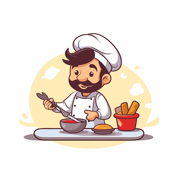 Vetor chef com uma chaleira na mão ilustração vetorial