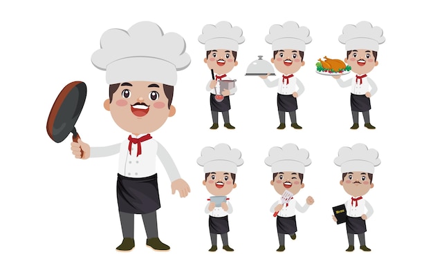 Chef com vetor de poses diferentes