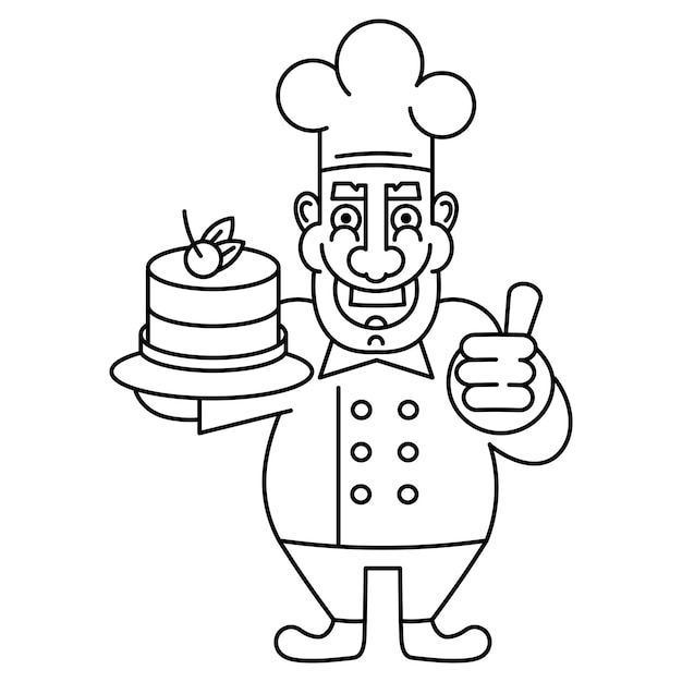 Chef Cook Servindo Comida Desenho de Personagem Realista Ilustração em vetor