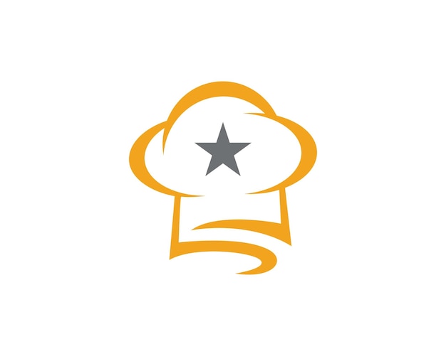 Vetor chef de chapéu com modelo de logotipo de estrela
