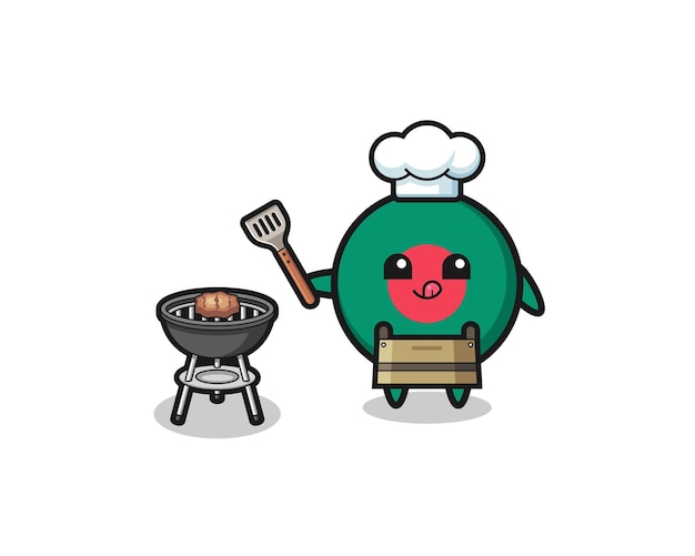 Chef de churrasco de bandeira de bangladesh com um grillxa