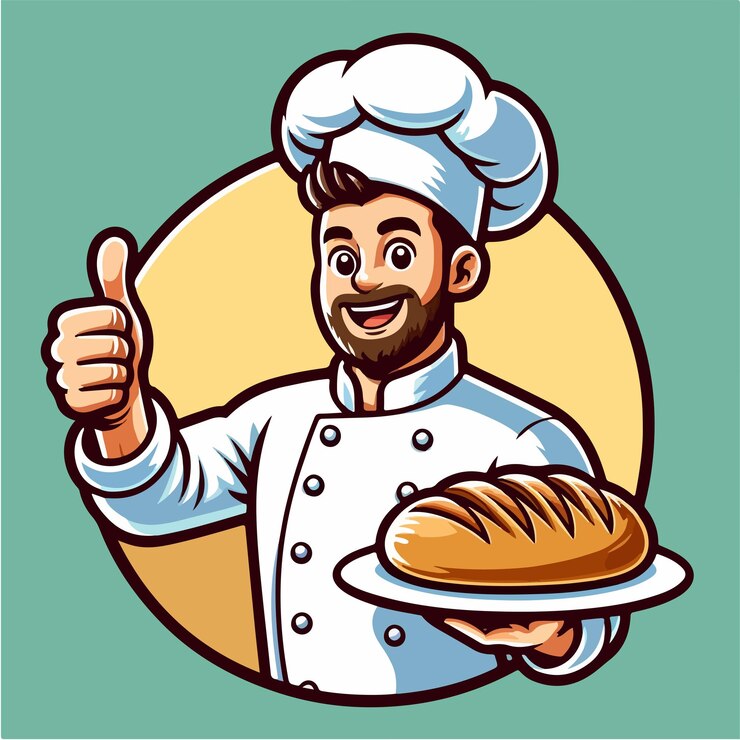 Vetor chef de desenho animado com os braços cruzados vestindo um uniforme e chapéu de chef branco tradicional