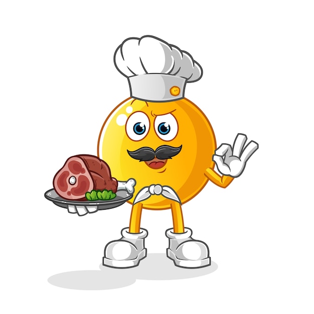 Chef emoticon com ilustração de mascote de carne