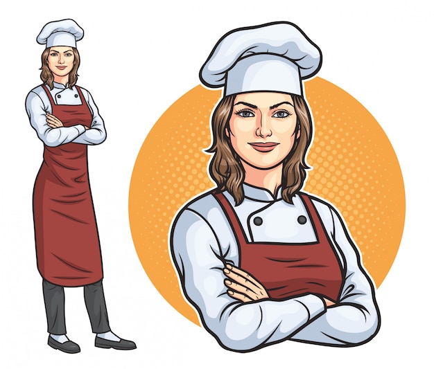 Chef feminino em pé