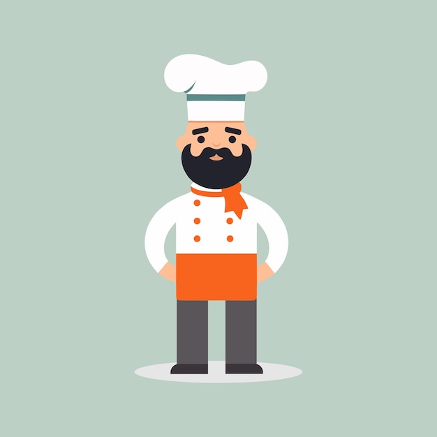 Chef padeiro logotipo bonito do chef culinária ícone de restaurante ou café ilustrações vetoriais em estilo cartoon