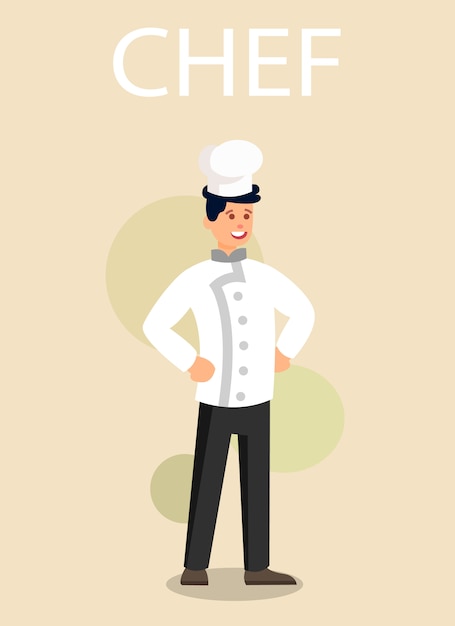 Vetor chef profissional em uniforme vector plana personagem