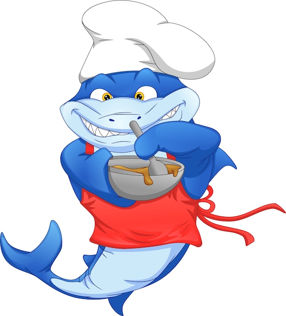 Chef shark cartoon cooking